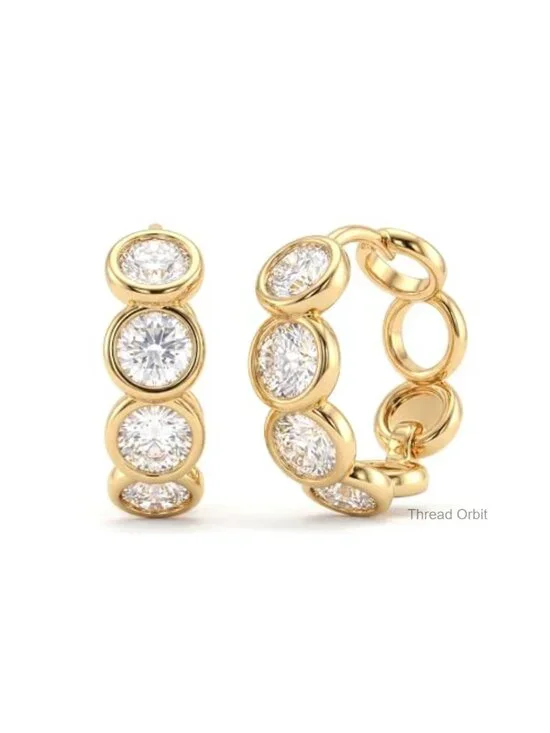 Gold Plated Huggie Hoop Earrings Cubic Zirconia Hypoallergenic