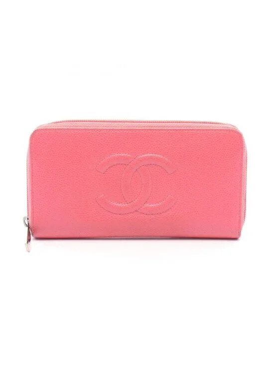 Chanel Round Wallet CC Logo Pink Caviar Leather CC