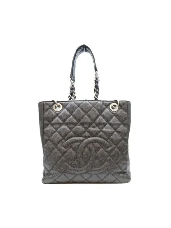 Chanel Black Caviar Silver Petite Shopping Tote PST