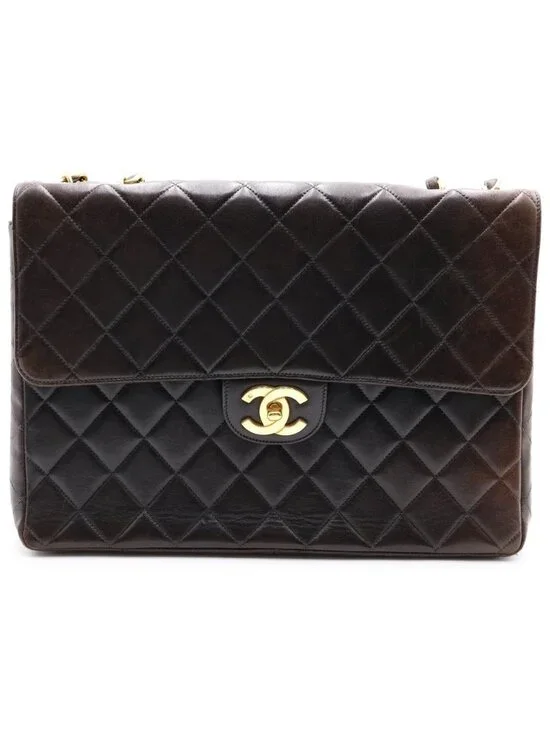 Chanel Maxi Quilted 30 Lambskin Gold Chain Shoulder Bag Black