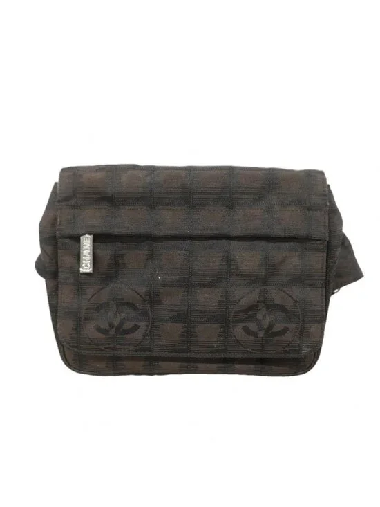 Chanel Waist Bag New Travel Nylon Brown Black Silver