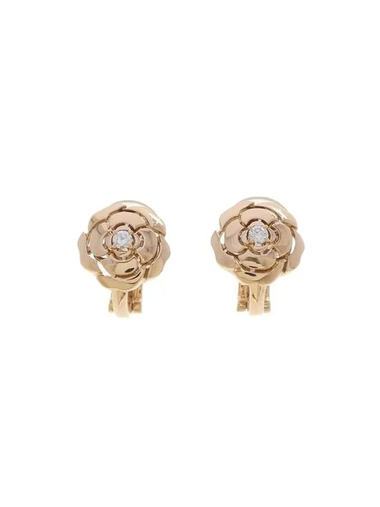Chanel Camellia Earrings Gold
