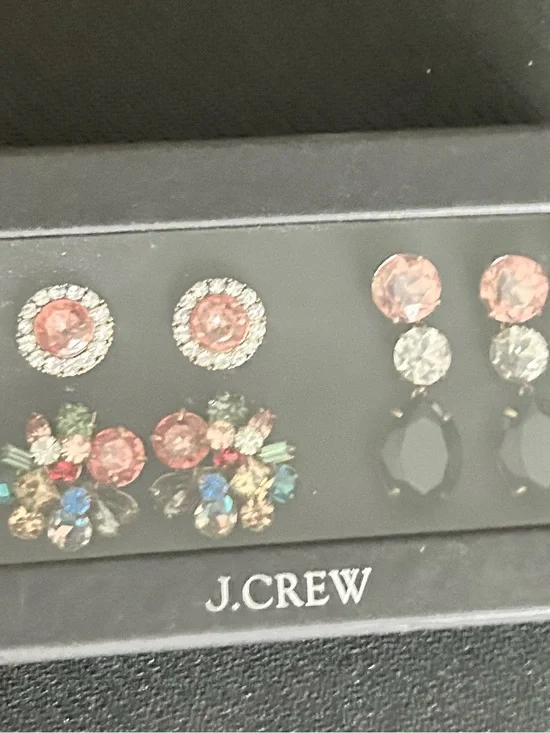 J. Crew Pink and Multicolor Crystal Earring Set
