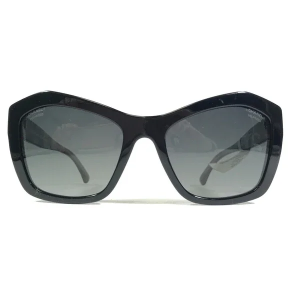 Chanel Sunglasses 5296 c.501/S8 Black Clear Lace Frames w/ Gray Polarized Lenses