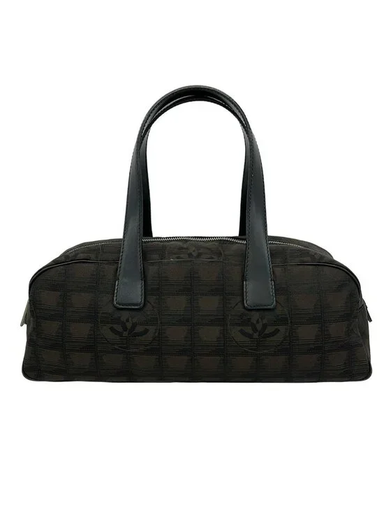 Chanel Handbag New Travel Line Dark Brown Black Leather