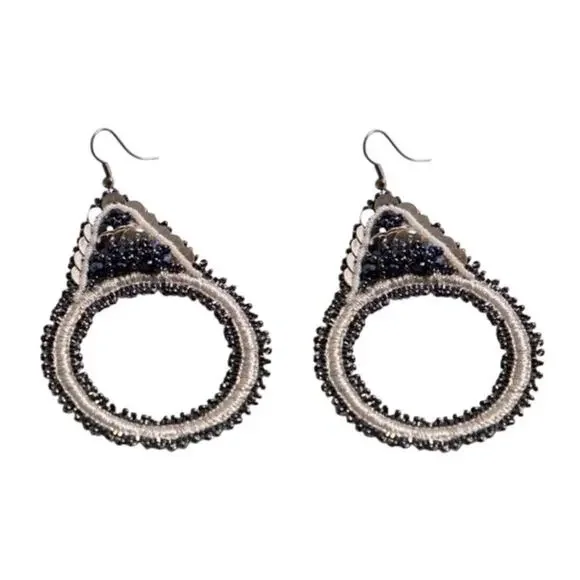 Lori Weitzner Luna Statement Earrings Midnight Drop Circular Artisan Boho