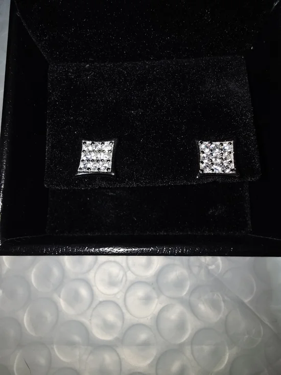 Sterling Silver 2 Grams Moissanite Square Cubic Stud Earrings