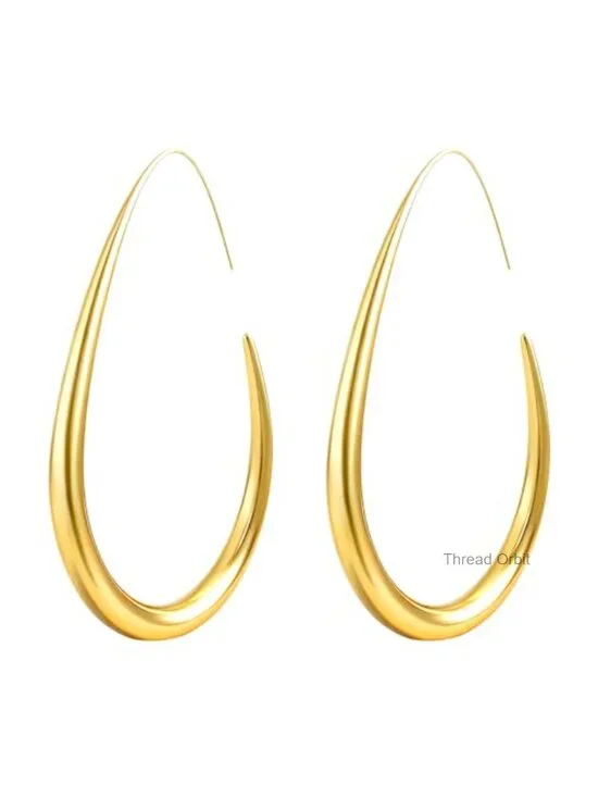 Hypoallergenic 18K Gold Plated Hoop Earrings - Lightweight 2 Pair Set