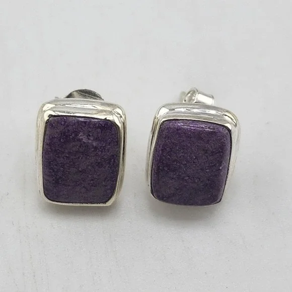 Sterling Silver 925 Phosphorite Stud‎ Earrings