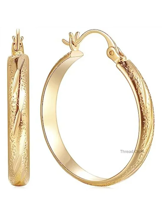 Lightweight 14K Gold Plated Hoop Earrings for Women Hypoallergenic Latch Back