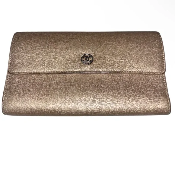 Chanel Metallic Goatskin Large Flap Wallet