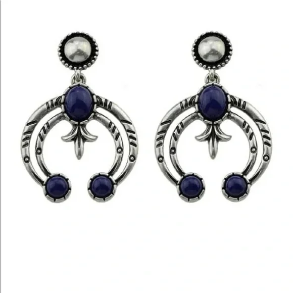 Silver and blue statement Earrings