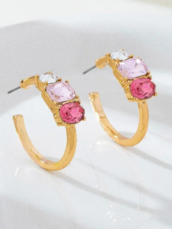 ROSIE PINK RHINESTONE HOOP EARRINGS