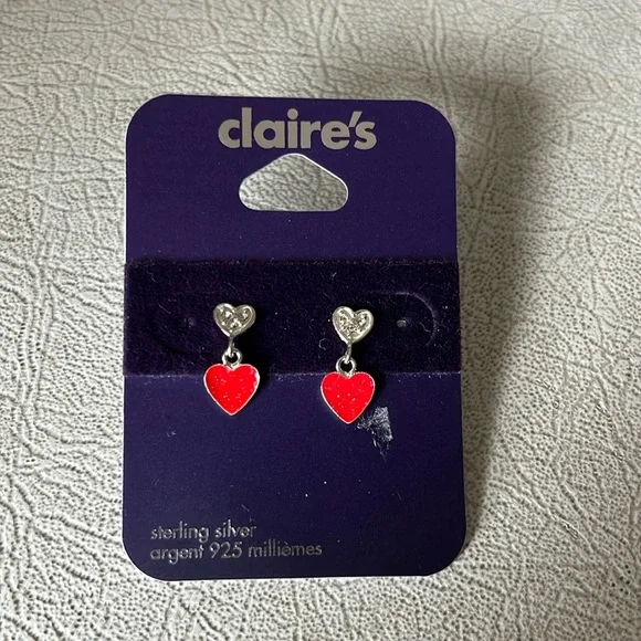 Claire’s sterling silver heart earrings