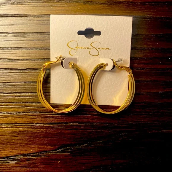 NEW Jessica Simpson gold tri-hoop earrings