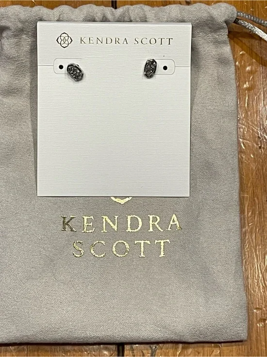 Kendra Scott Emilie Stud Earrings Rhodium Platinum Drusy