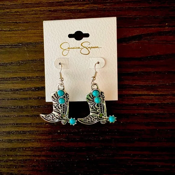 NEW Jessica Simpson Silver Boot Earrings