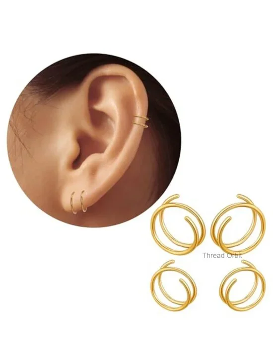 Double Hoop Earrings for Single Piercing Tiny Twist Helix Earring Huggie