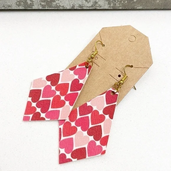 Heart print hand made earrings