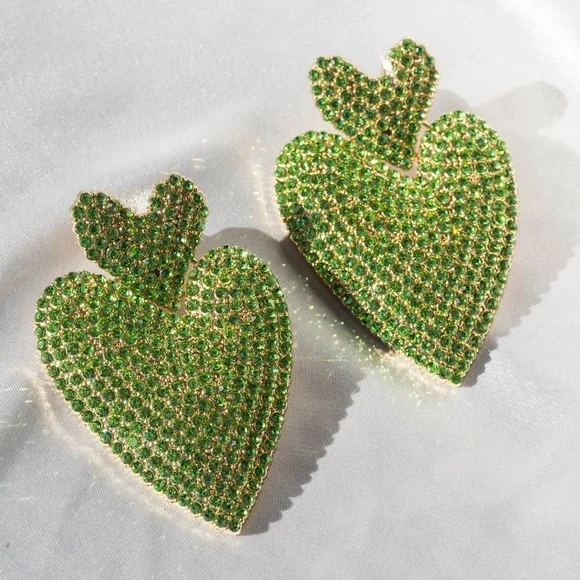 ✨For Love and Lemons Adela Rhinestone Heart Earrings