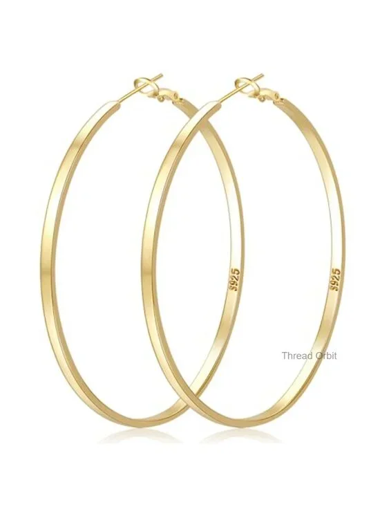 Sterling Silver Large Hoop Earrings Hypoallergenic Lightweight Thin Hoops