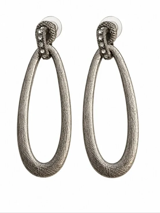 Vintage 1980s Long Doorknocker Hoop Statement Earrings