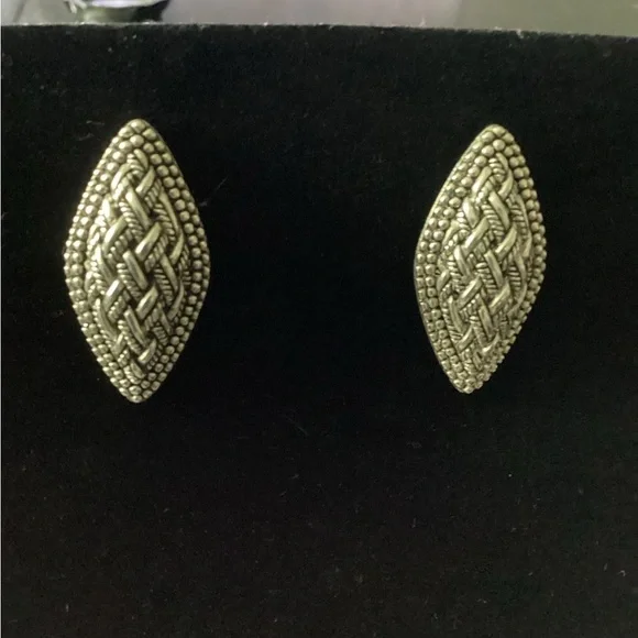 Marquise Geometric Silver Tone Earrings