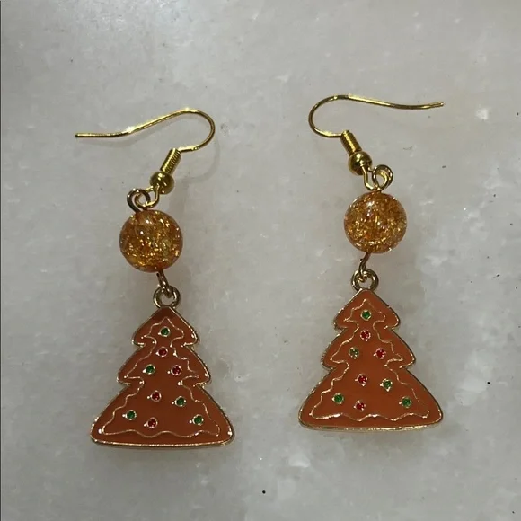 Festive Gingerbread Christmas Tree Earrings