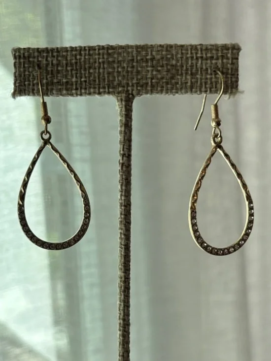 Park Lane Gold Teardrop Earrings with Crystal Accents