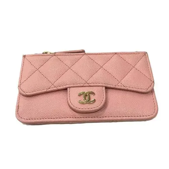 CHANEL Authentic Pink Caviar Leather Wallet