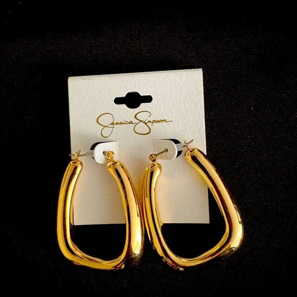 NEW Jessica Simpson gold square earrings.