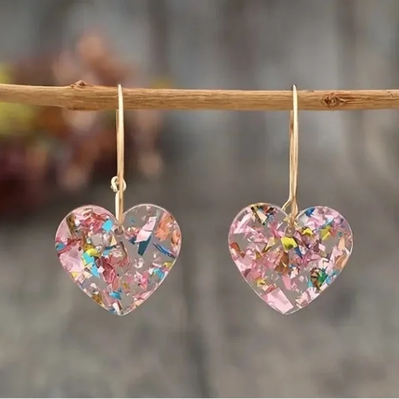 ✨Zara Murano Light Pink Heart Earrings