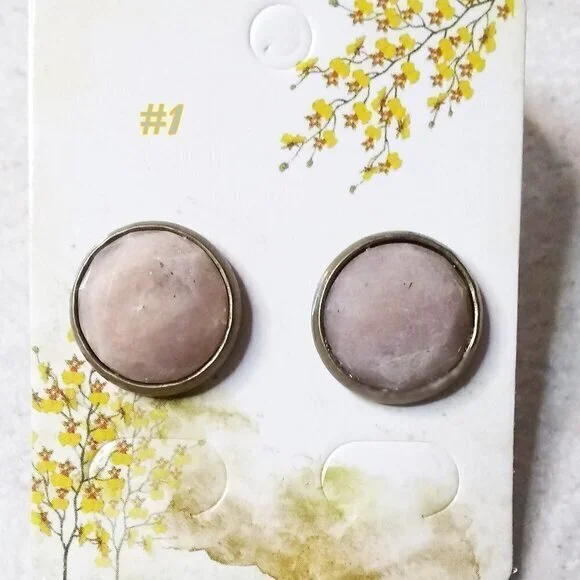 #1 ONLY! Dreamy + Classy! Large Taupe/Beige/Gray Colored Amazonite Post Earrings