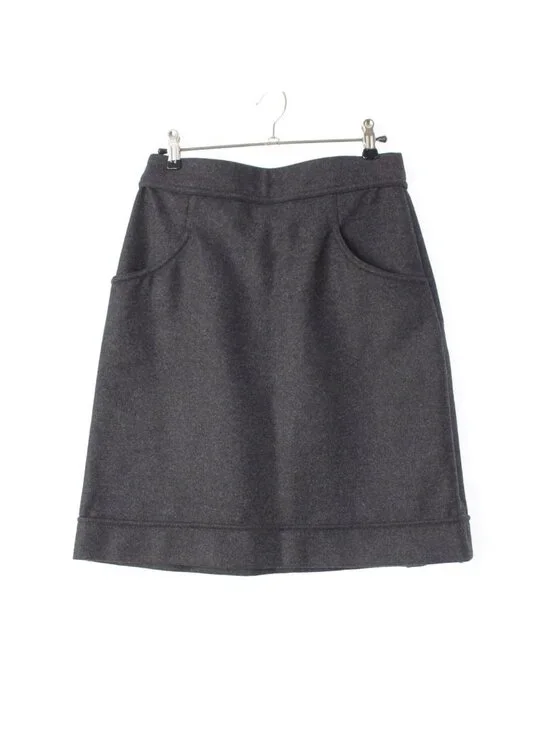 Chanel Wool CC Logo Alpaca Skirt Gray 34