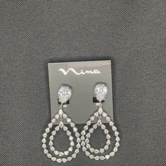 Nina Crystal Silver Drop Earrings