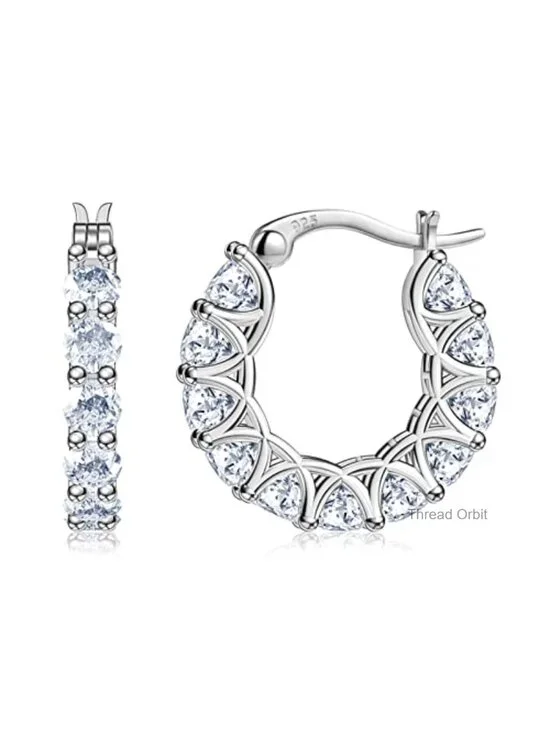 Sterling Silver Cubic Zirconia Hoop Earrings Huggies