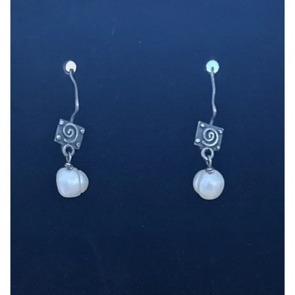 Sterling Silver & Pearl Earrings candle hook earrings 1.25