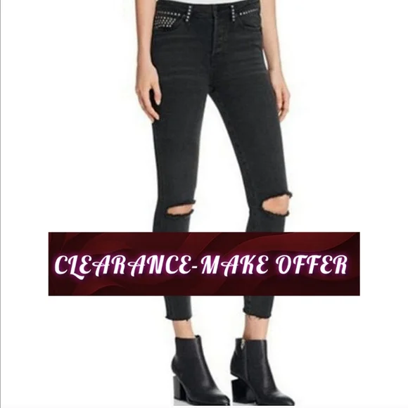 NWOT Free People Studded Ankle Skinny Jeans size 28