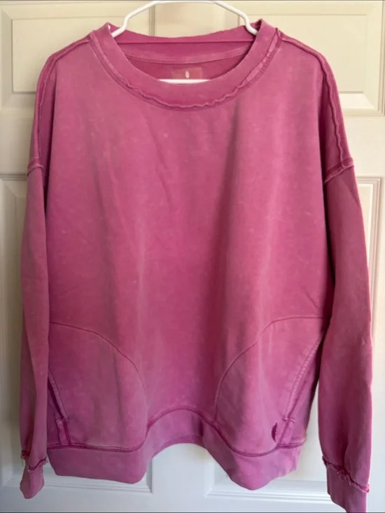 Free People Vintage Wash Pink Pullover Sweatshirt