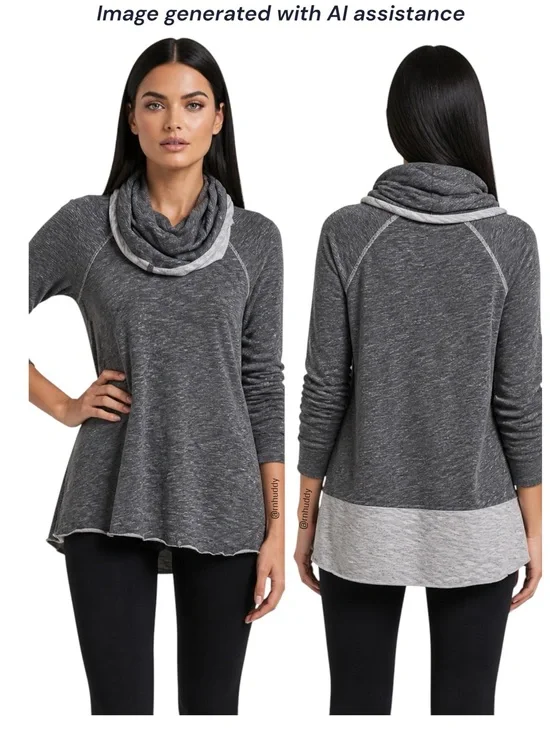 Free People Beach M/L charcoal cocoon cowl neck pullover