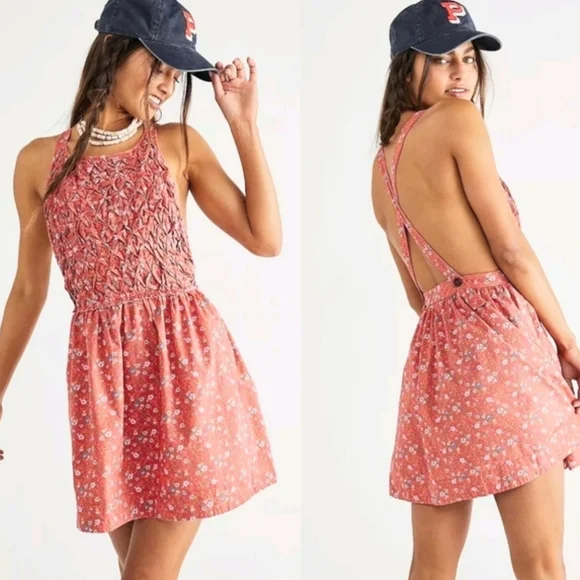 Free People Petunia Cotton Mini Dress In Poppy Combo