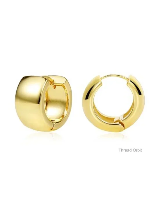 14k Gold Plated Chunky Huggie Hoop Earrings Hypoallergenic for Women Daily Wear