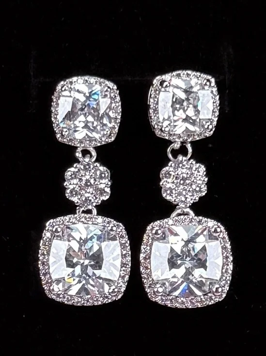 Gorgeous, silvertone, bling bling bling, dressy, pierced costume earrings