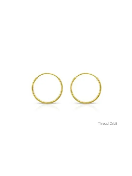 14k Solid Gold Endless Hoop Earrings, Thin Hoop Earrings for Cartilage, Helix,