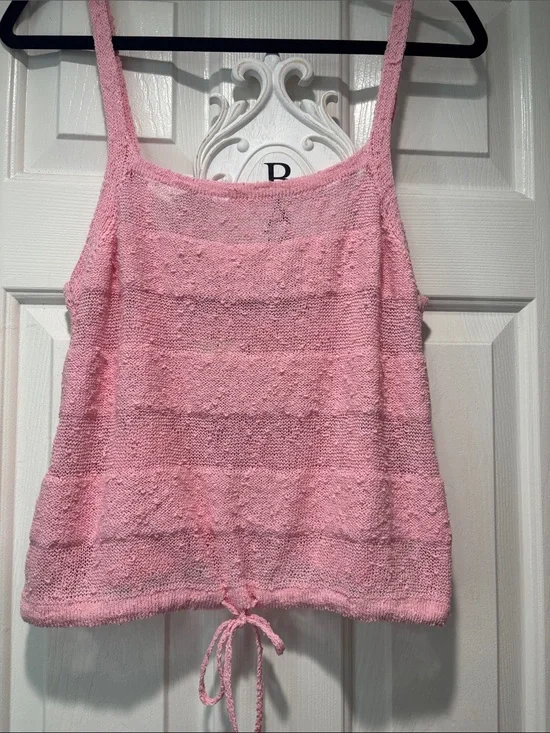 Free People Light Pink Knit Tie-Hem Camisole