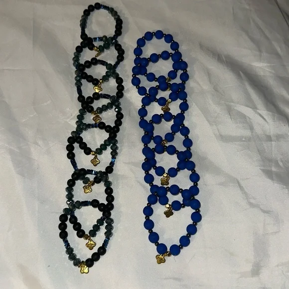 Girl’s Gem Jams by Erimish stretch bead bracelet blue black Deep Sea Kids Sticky