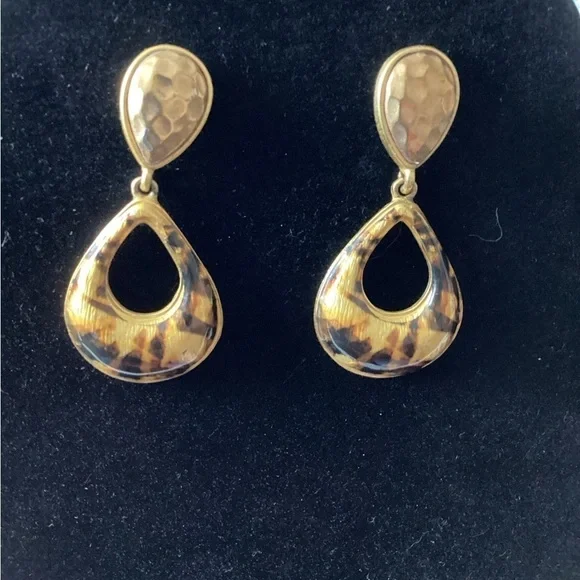 Chico's Gold and Brown Teardrop Earrings