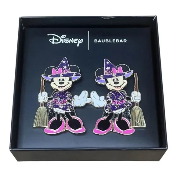 Baublebar Disney Halloween Minnie Mouse Witch Glittery Dangle Earrings New