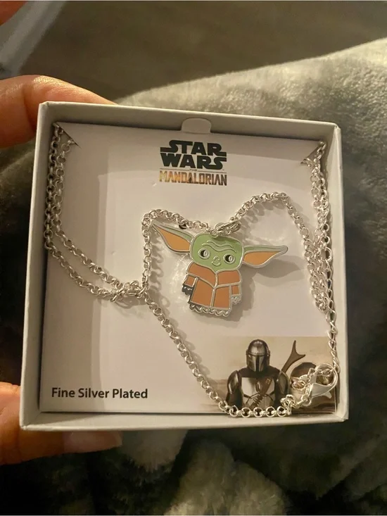 Star Wars The Mandalorian Baby Yoda Green and Orange Kids Necklace