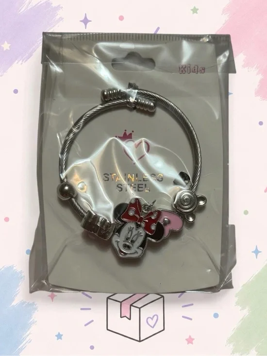 Kids Stainless Steel Minnie-Inspired Charm Bracelet | Pink